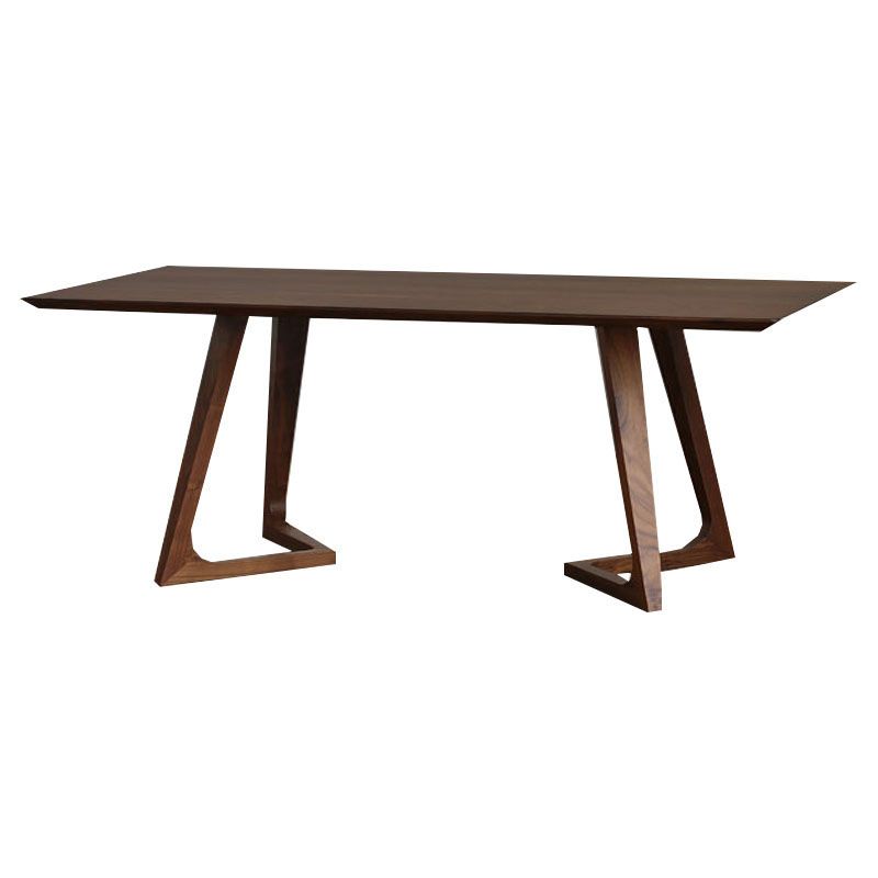 Solid Wood Top Dining Table Traditional Luxury Table with Sled Base in Brown