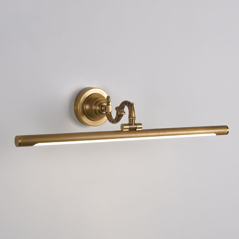 Linear Vanity Light Fixture Retro Style Copper Single Vanity Light