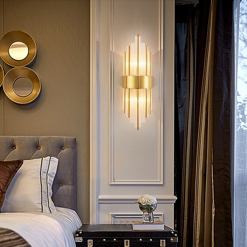Crystal Geometric Shape Wall Sconce Modern Style 2 Lights Wall Light Fixture in Gold