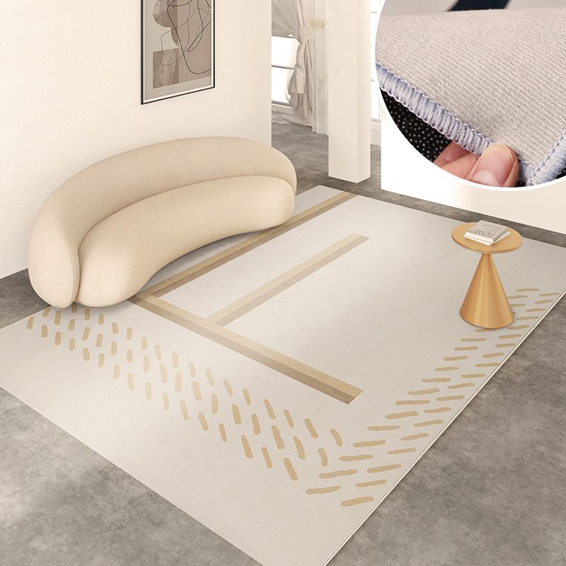 Modern Living Room Rug Color Block Polyester Area Carpet Non-Slip Backing Area Rug