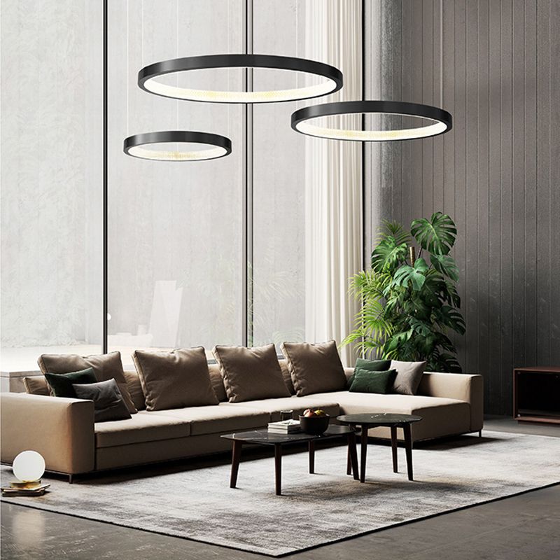 Round Chandelier Light Fixtures Modern Multi-Tier Suspension Pendant Lamps