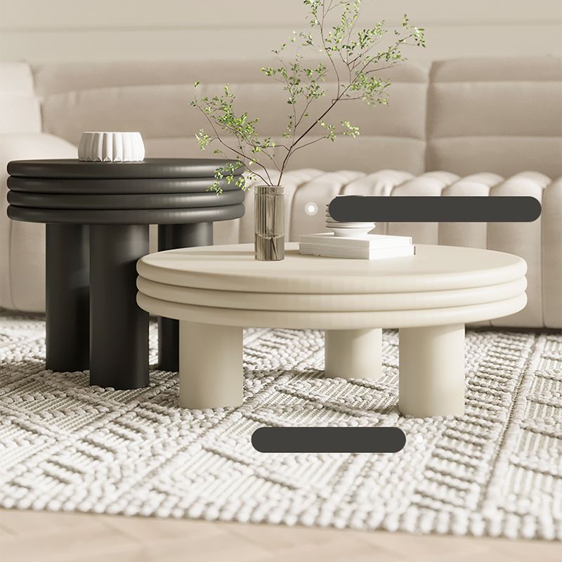 Contemporary Round Coffee Table Wooden Cocktail Table with 3 Legs