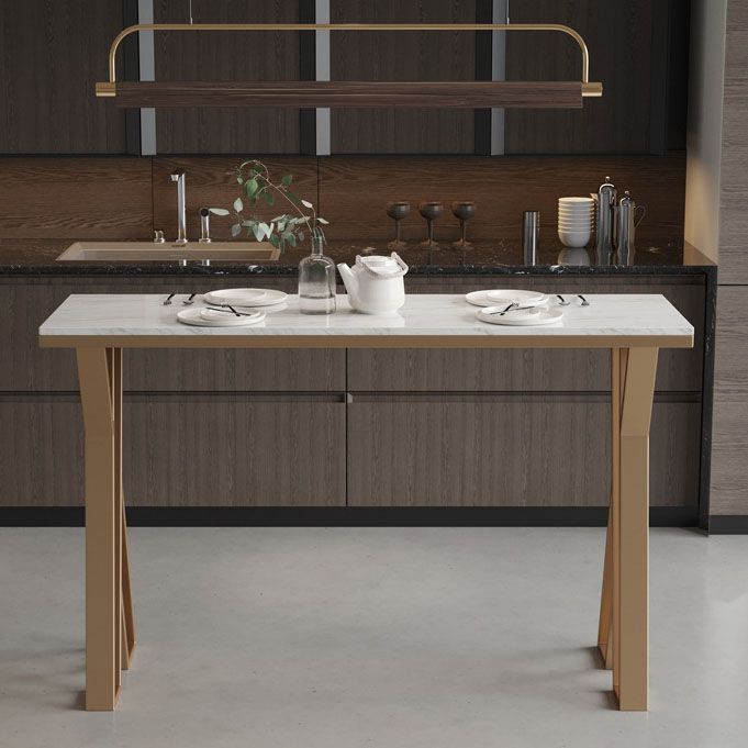 Glam Style Bar Table Set 1/2/5 Pieces Rectangle Bar Table with Metal High Stools for Home