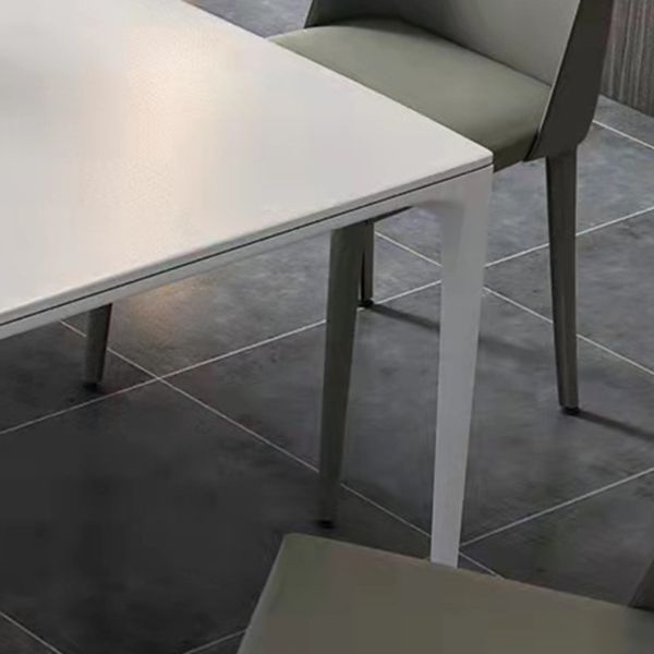 Stone Top Dining Table Contemporary Rectangle Dining Table with 4 Legs in White