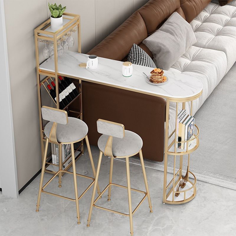 Luxury Irregular Shape Bar Table Set 1/2/3 Pieces Sintered Stone Top Counter Table Set