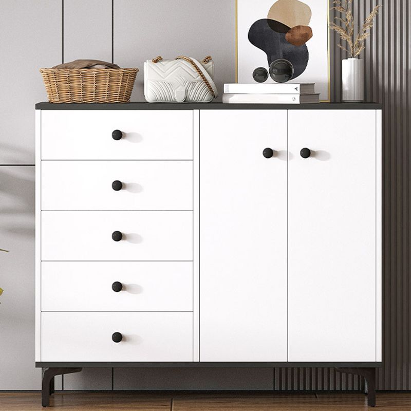 Contemporary Engineered Wood Storage Chest Bedroom Chest in White with Drawers