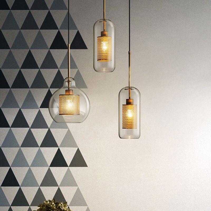 Glass Hanging Pendant Light Minimalist Dining Room Ceiling Hanging Light