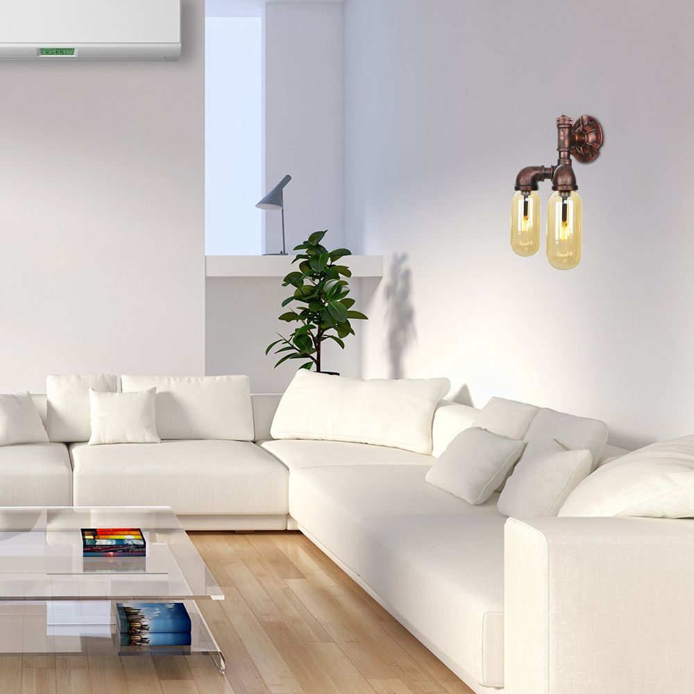 2 luces LED METAL LED LITINGURA Vintage Cobre de cobre Lámpara de montaje en la pared de la sala de estar