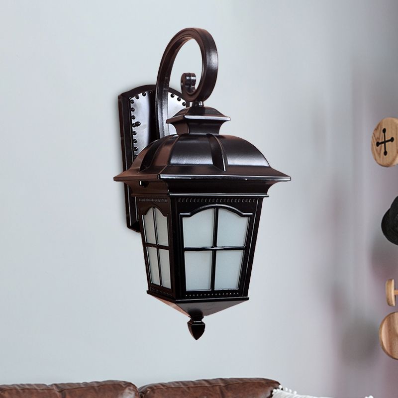 1-Light Twisted Arm Sconce Farmhouse Black/Gold Aluminum Wall Mounted Light for Courtyard