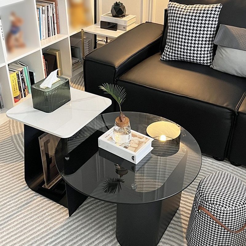 Modern Abstract Coffee Table Glass Wood Coffee Cocktail Table