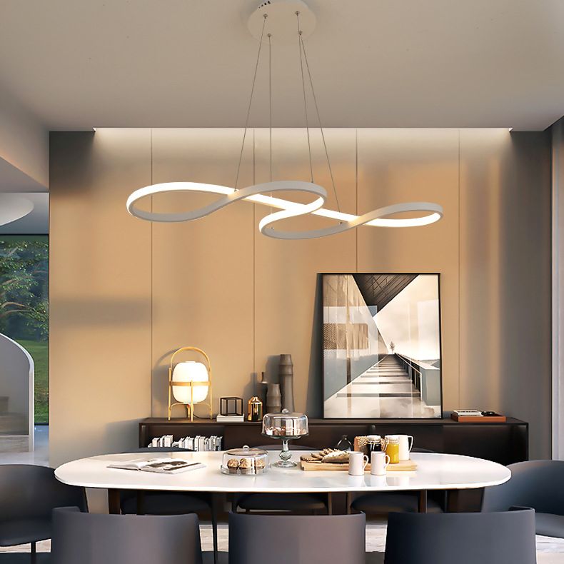 Aluminium LED Linear Pendant Light in Modern Creative Style Silica Gel Ceiling Light for Dining Room