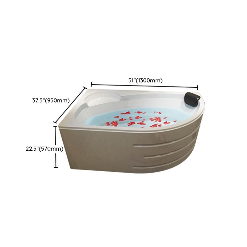 Back to Wall Bath Corner Acrylic Soaking White Modern Bathtub