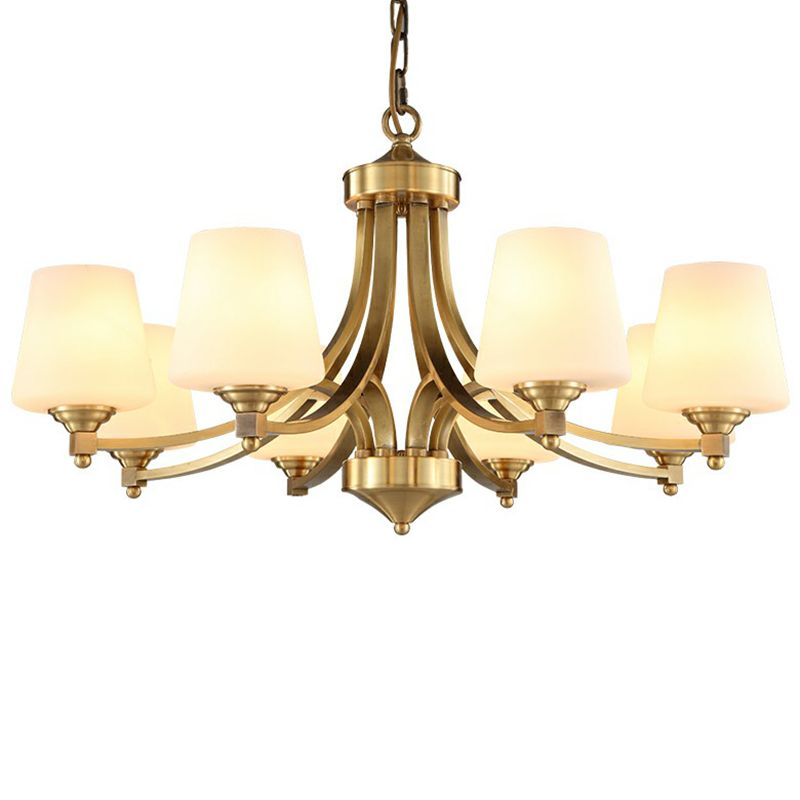Gouden knop suspensie licht rustiek crème glas woonkamer kroonluchter hanglampje