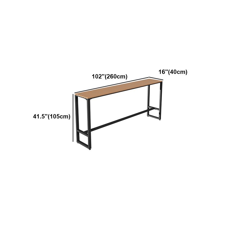 Moderne stijl bruine balk tafel dennenhout en ijzeren buitbar tafel