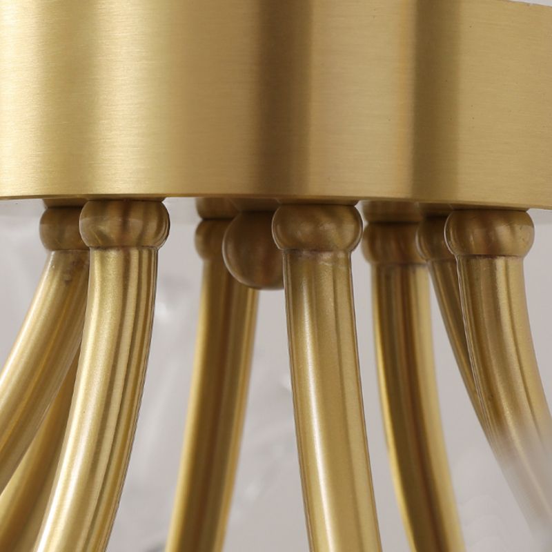 Flower Shape Glass Flush Mount Light Modern Multi Lights Ceiling Mount Light in Brass