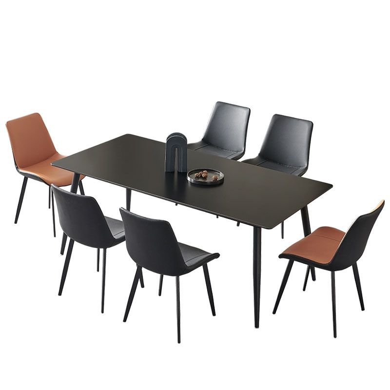 Industrial Kitchen Dinner Table Stone Rectangle 4 Legs Dining Table