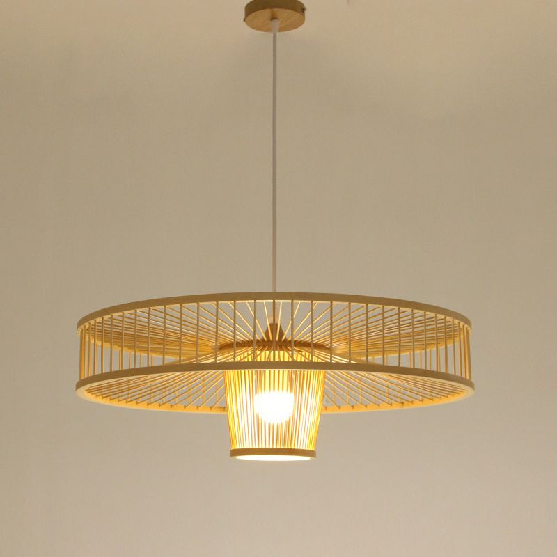 Einzigartige Schattenhänge mit modernem Stil Bambus 1 hängende Lampe für Bett