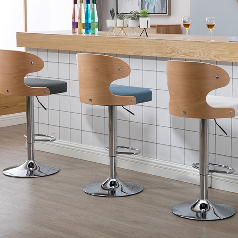 Modern Backrest Liftable Stool Steel Household Bar Stool with Cushion and Pedal