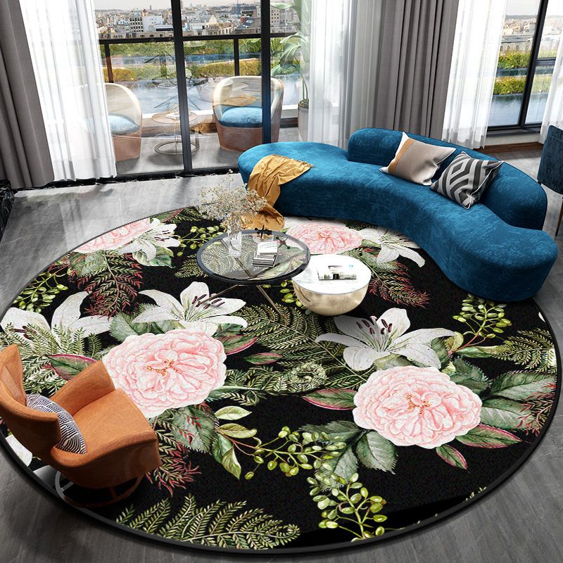 Prachtig bloemen bedrukt tapijt kleurrijk modern ronde binnen tapijt polyester wasbaar tapijt voor woonkamer