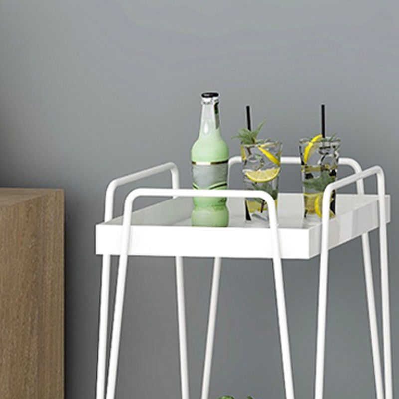 Mid-Century Square Corner Table Metal Tray Top Side End Table with Storage