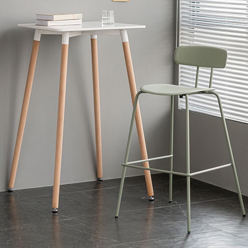 Luxurious Backrest Counter Stool with Metal Base Plastic Armless Cafe Bar Stool