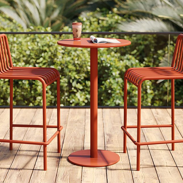 1/3/4 Pieces Industrial Round Bar Table Set Pub Table with Metal Pedestal