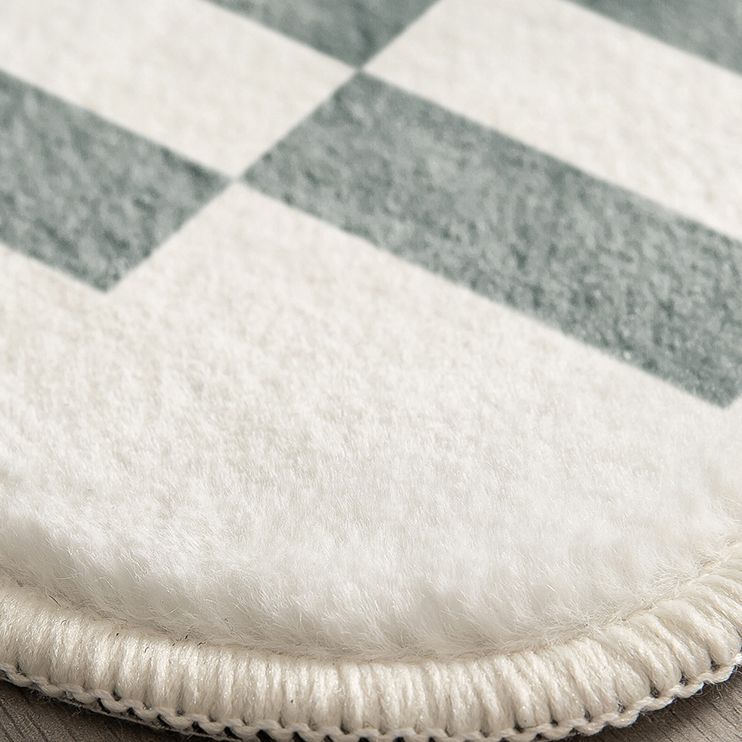 White Tone Relaxing Area Rug Polyester Buffalo Plaid Rug Non-Slip Backing Indoor Rug for Living Room