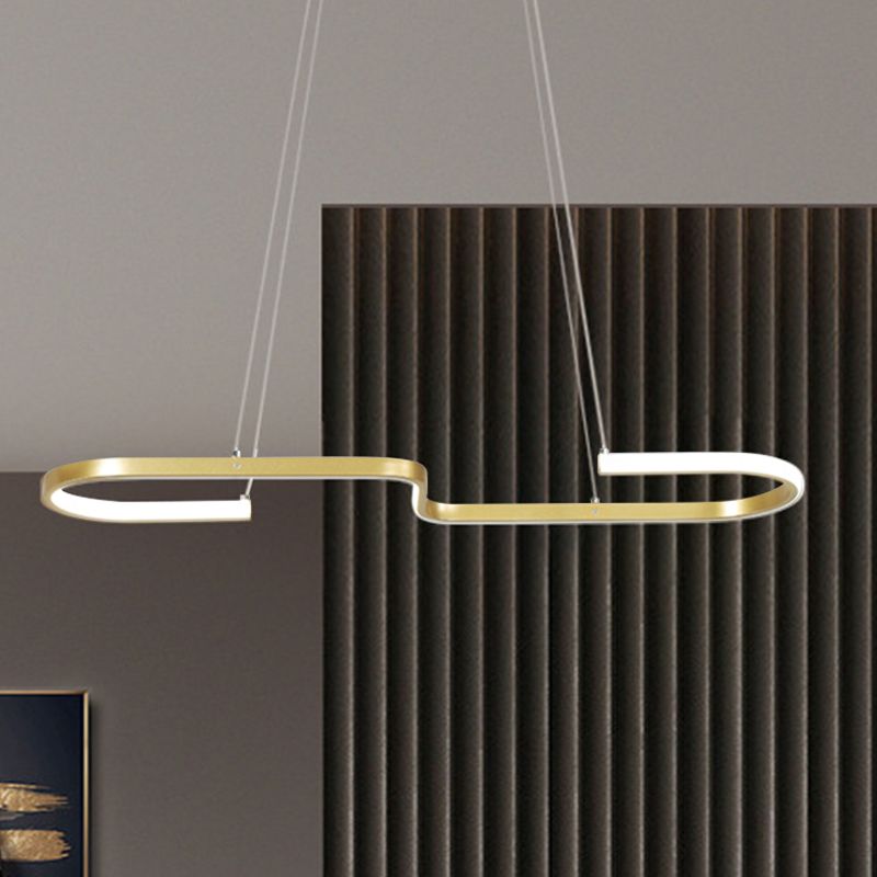 Modernisme en forme de lustre en forme de la lampe à manger métallique LED Pendante LED PENDANT en noir / or, lumière chaude / blanche