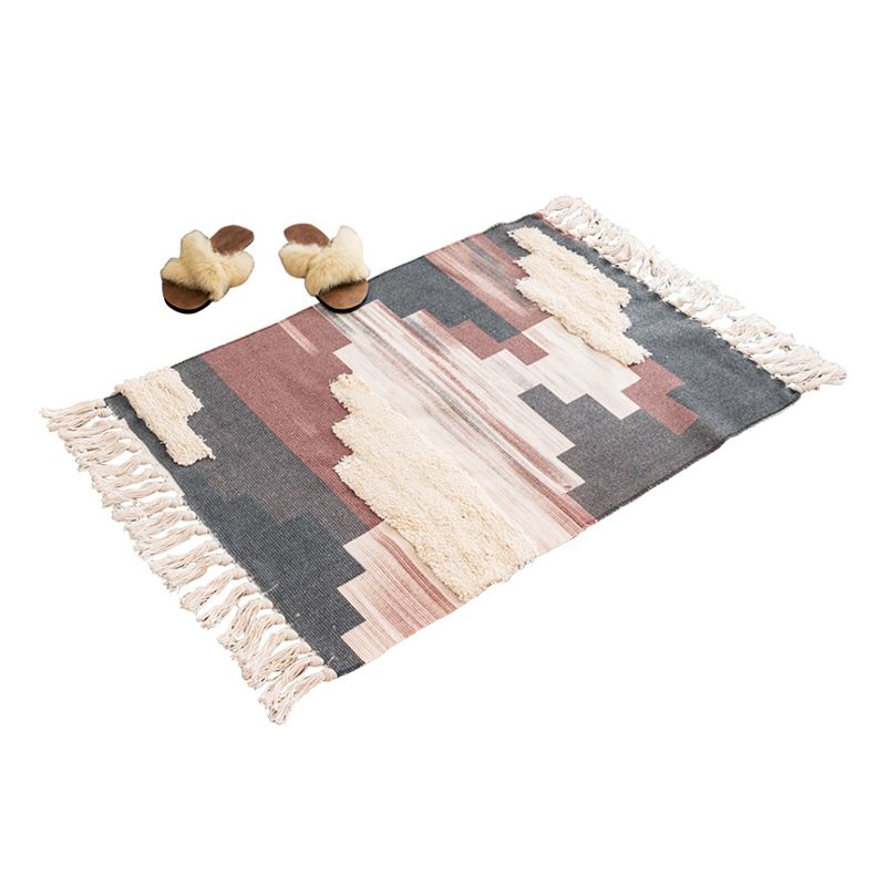 Alfombra de alfombra de algodón con alfombra de algodón lavable con alfombra de alfombra de alfombra bohemia con franja