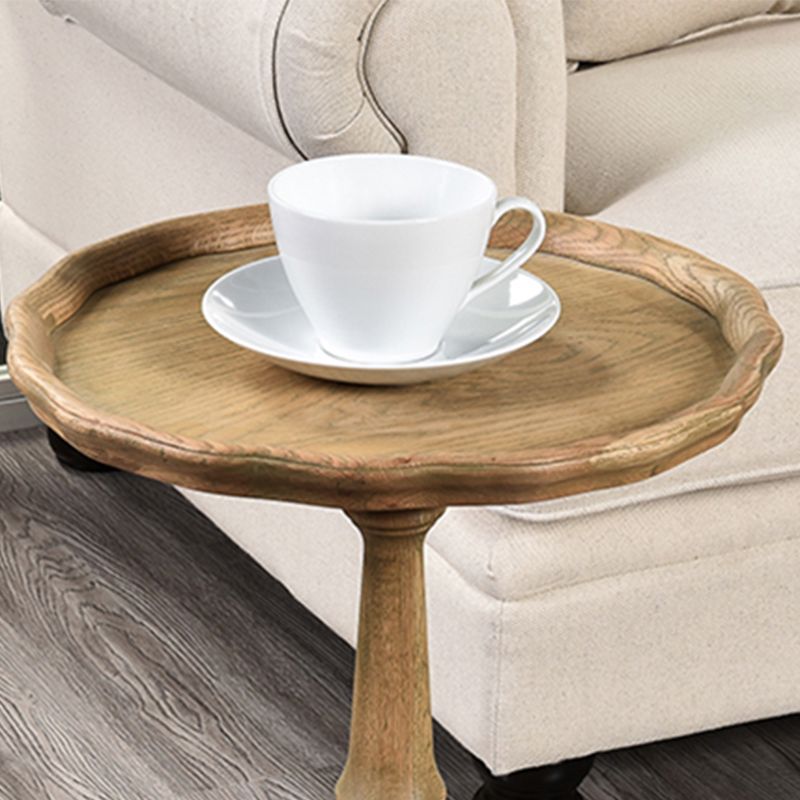 14" Wide Rustic Corner Table Solid Wood Round Side End Table