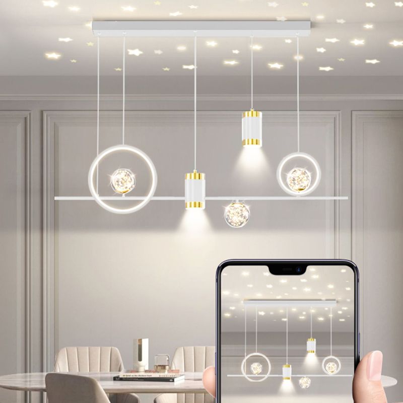 Modern Metal Ceiling Light Circle Shape Island Light with Acrylic Shade for Living Room