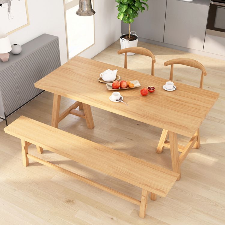 Modern Pine Solid Wood Table Rectangle Dining Table with Double Pedestal