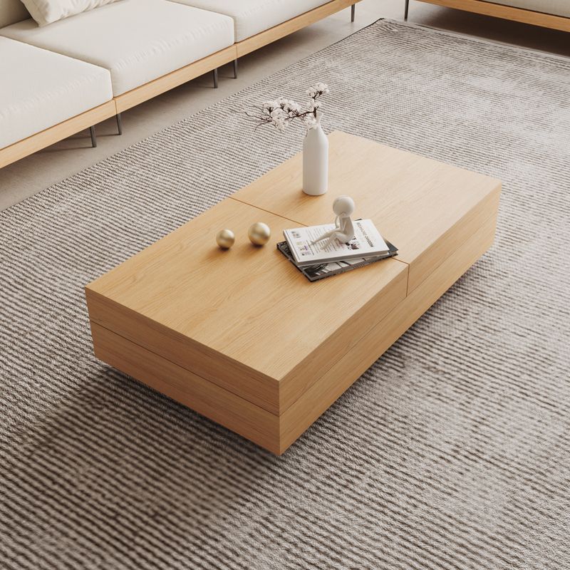 Modern Coffee Table Black Wood Coffee Cocktail Table with Storage