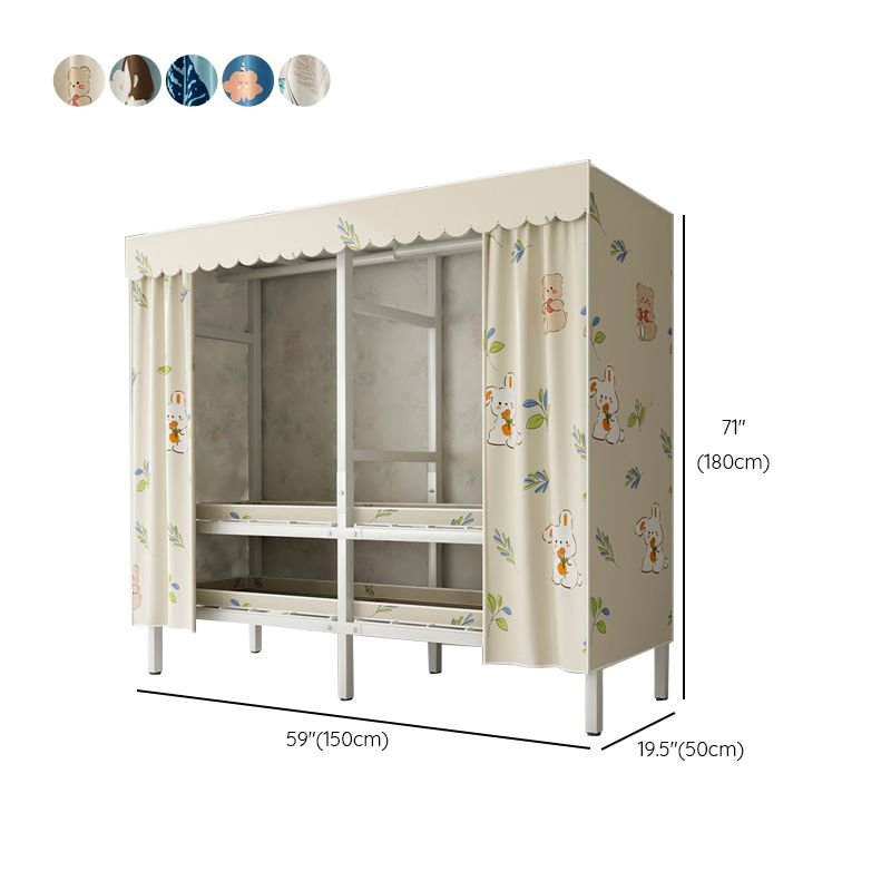 Modern Freestanding Metal Frame Wardrobe Foldable Wardrobe with Garment Rod