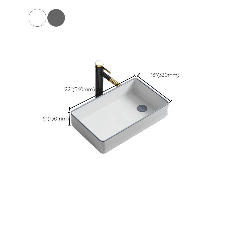 Bathroom Sink Ceramic Rectangular Faucet Single Rod Handle Sink