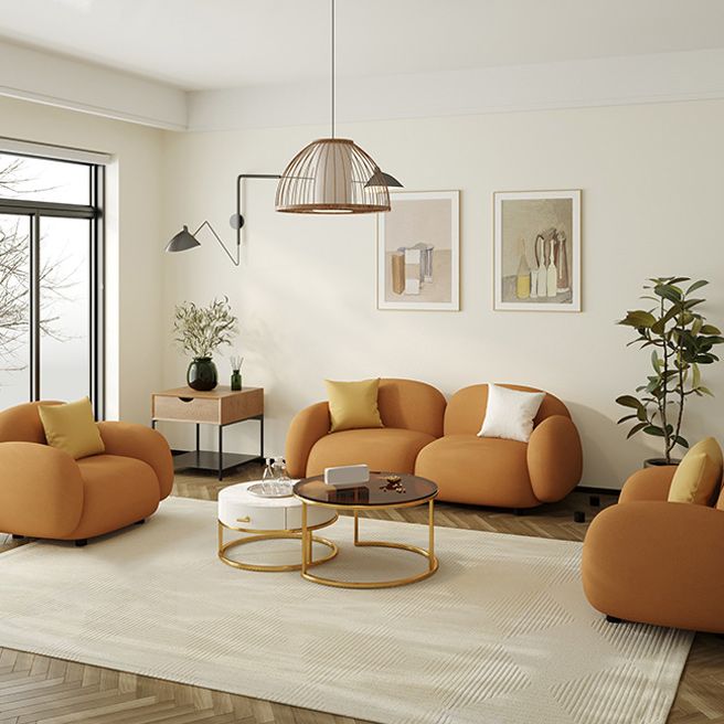 Square Arm Sofa Modern Style Faux Leather & Wool Standard Sofa