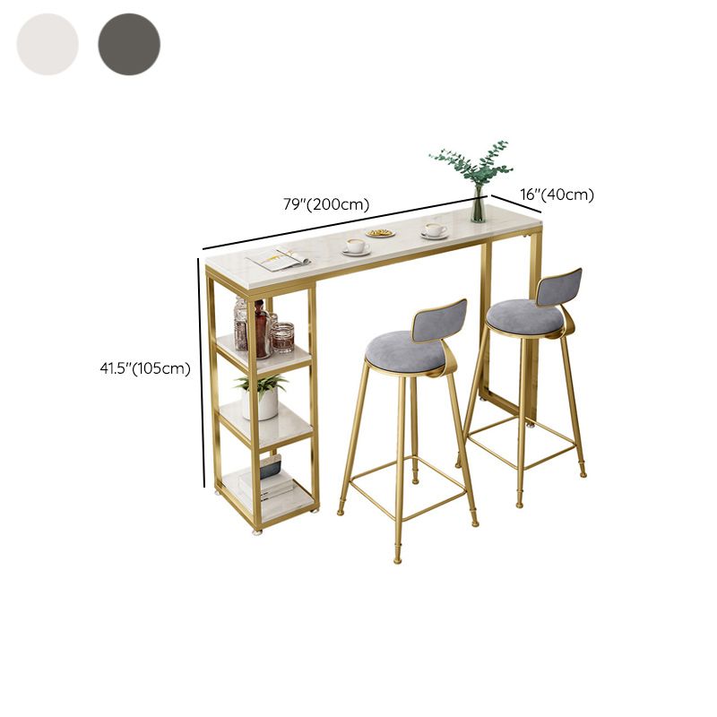 41.3-inch Faux Marble Top Table Modern Style Bistro Pub Table with Gold Base