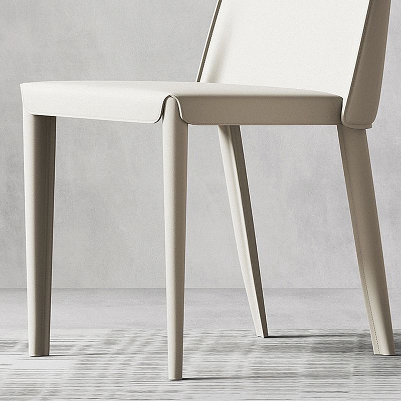 Sillas de comedor de cuero contemporáneas, silla con respaldo sólido sin brazos para cocina