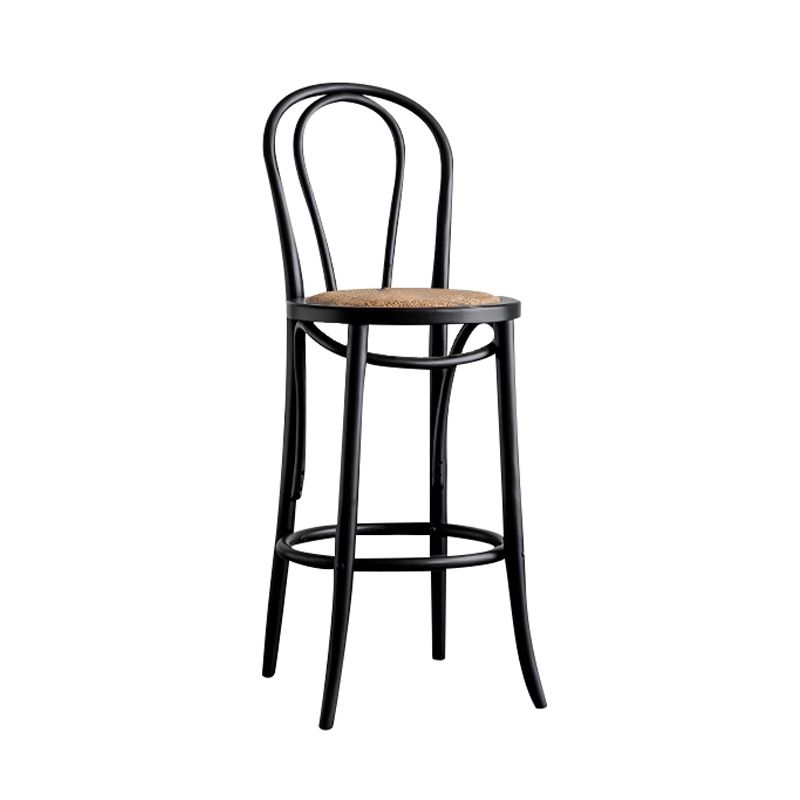 Modern Style Solid Wood Backrest Counter High Stool with 4 Legs