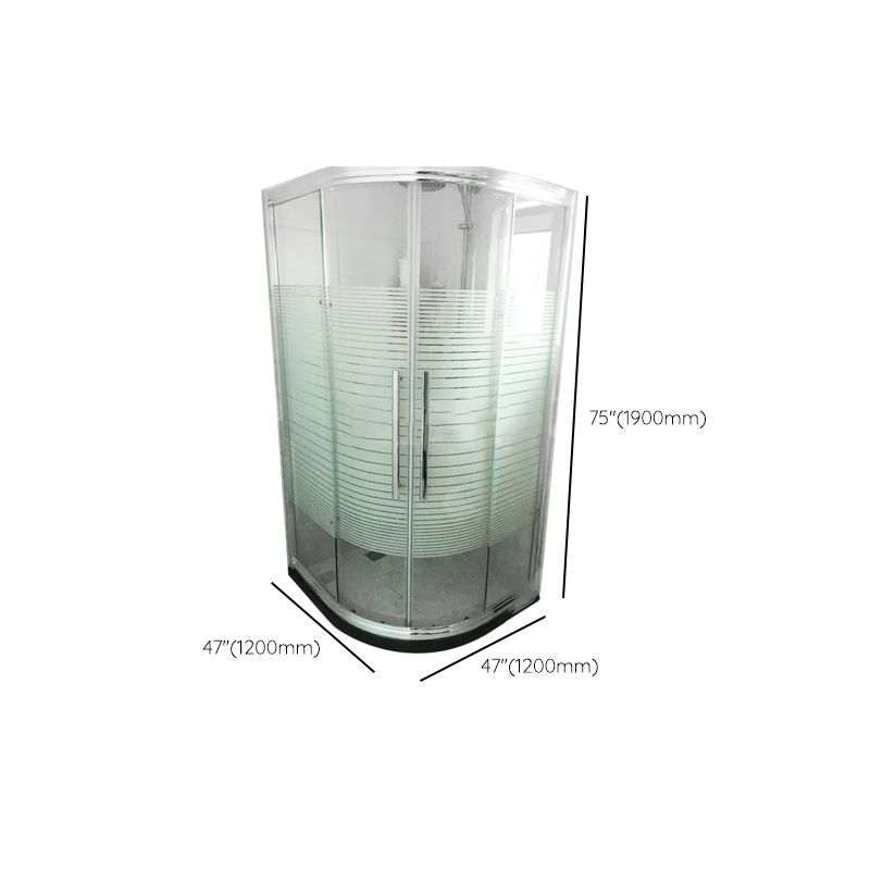 Rounded Framed Shower Enclosure Tempered Glass Double Sliding Shower Kit