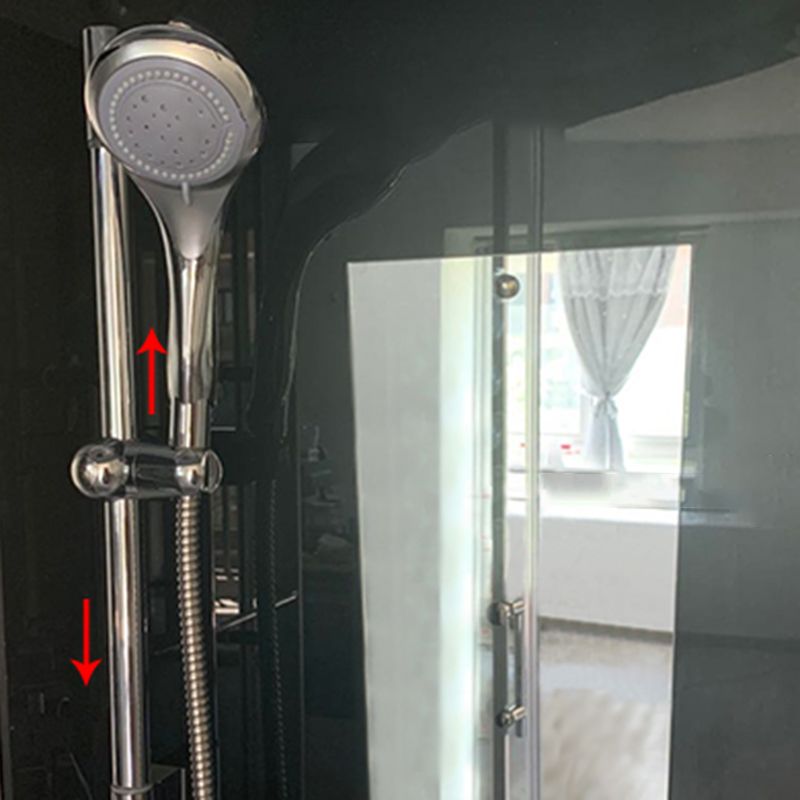 Round Shower Stall Double Sliding Shower Stall with White Base and Rain Shower