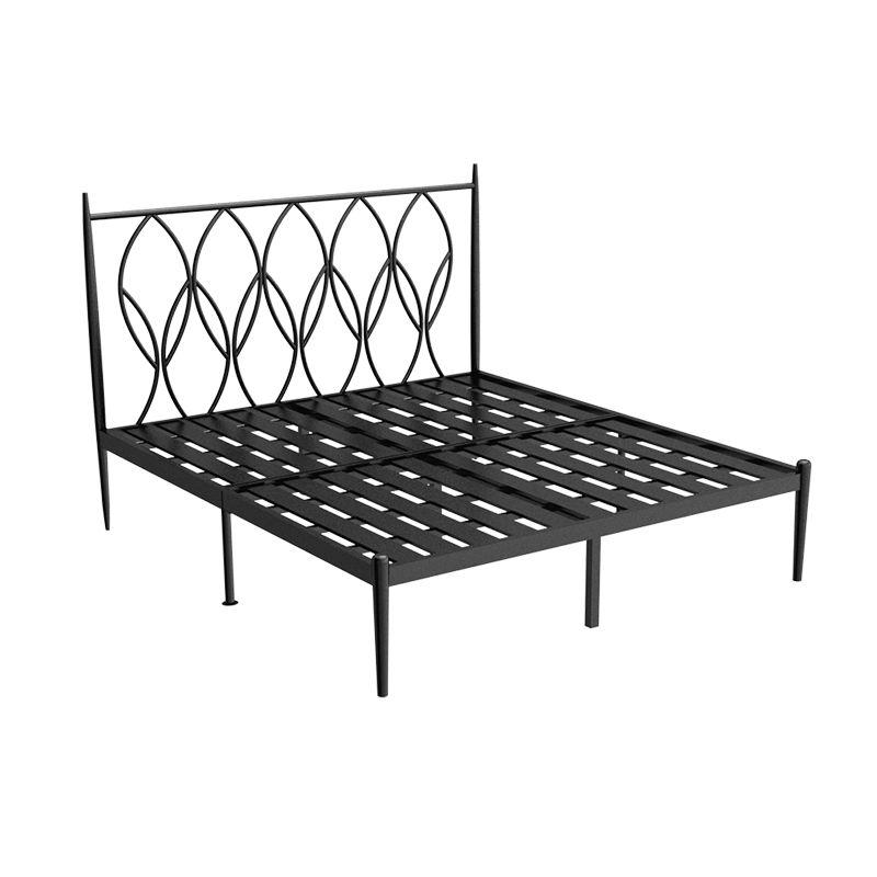 Glam 47" Tall Metal Open-Frame Bed with Rectangular Headboard