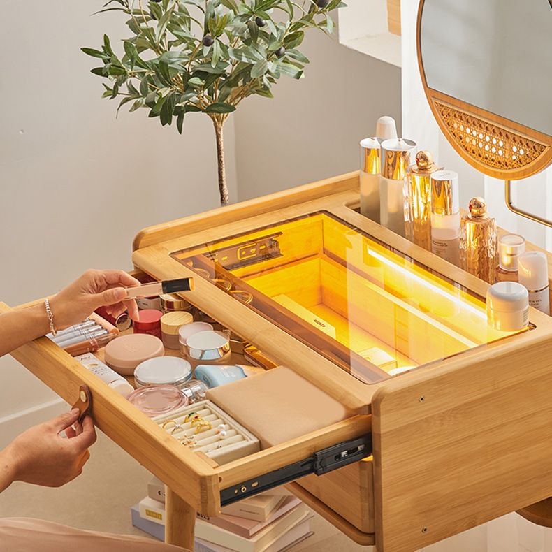 Modern Mirrored Makeup Vanity Glass Drawers Make-up Vanity with Storage