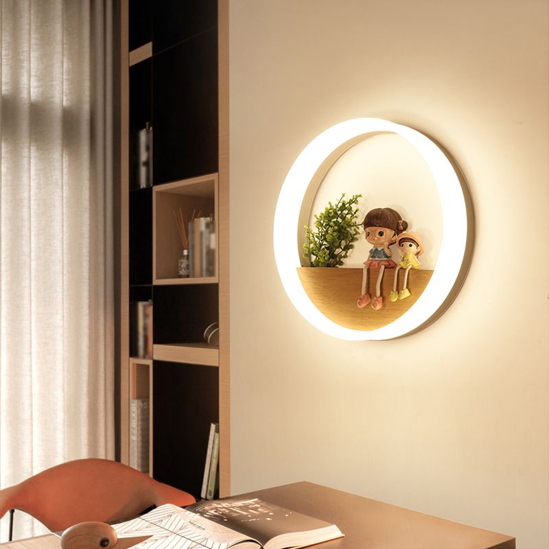 Moderne stijl ronde wandlampen hout 1 lichte wandlampen (decoratie niet inbegrepen)