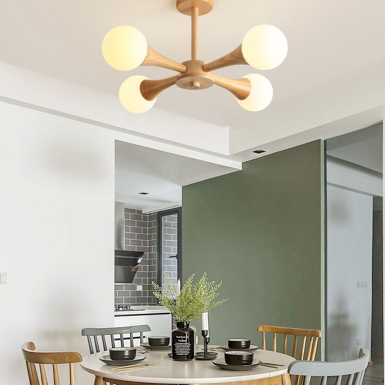 Ultra-Modern Sputnik appeso il lampadario sospensione in legno con cavo sospeso per soggiorno