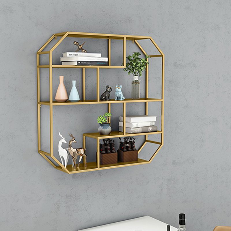 Iron Contemporary Wall Unit Bookshelf 4/5/6-Shelf Closed Back Bookshelf
