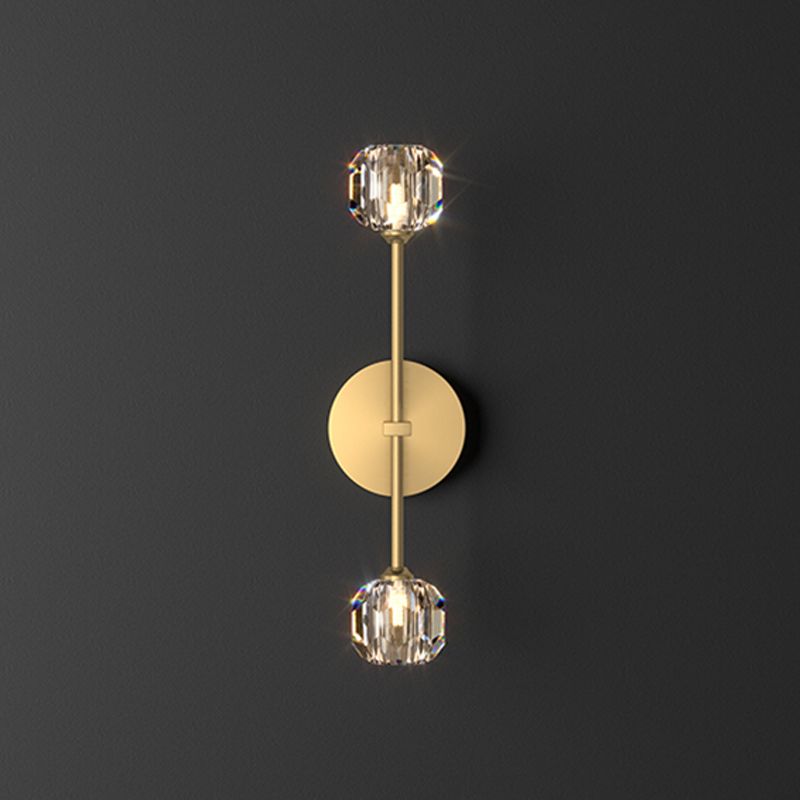 Geometric Shade Multi-Lights Wall Sconce Modern Style Crystal Wall Mount Light Fixture in Gold