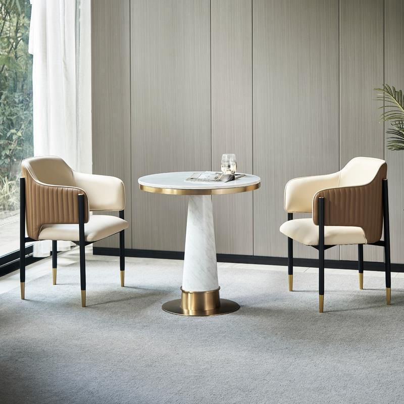 Metal Black Legs Dining Chair Dining Room Arm Chair with Upholstered