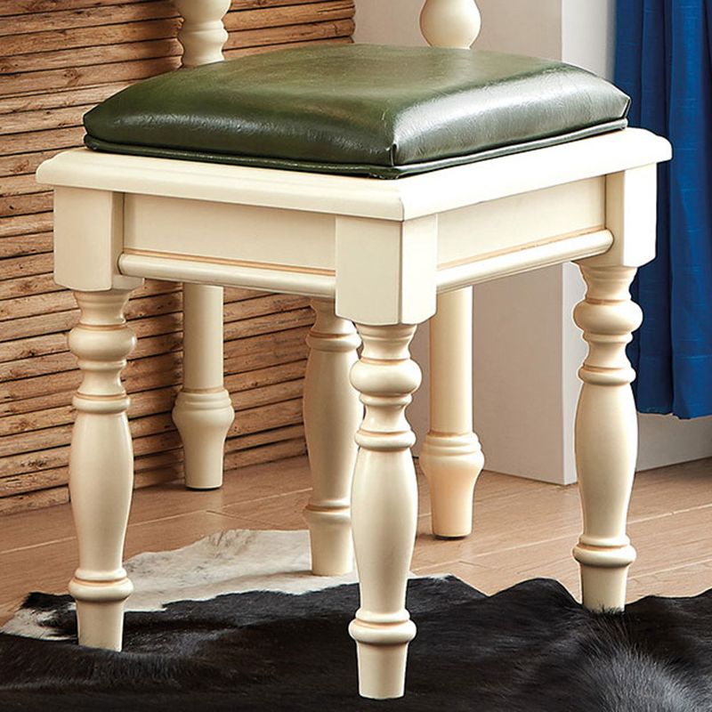 Ivory Mirrored Vanity Desk with 4 Drawers Victorian Wood Dresser