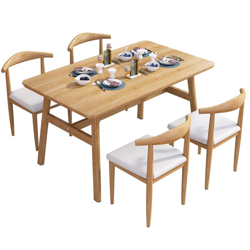 Rectángulo Conjunto de comedor contemporáneo MDF Conjunto de muebles de comedor de altura estándar con base de caballete